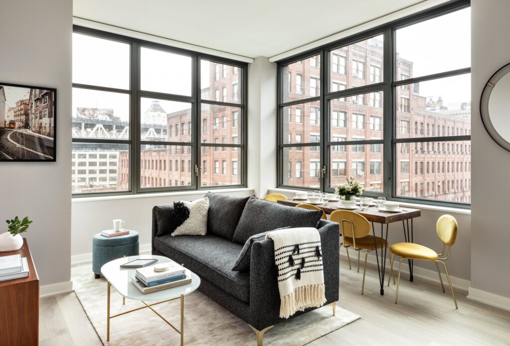 Sophisticated interior design showcasing modern furniture, tasteful décor, and a cozy, inviting space – part of a design portfolio