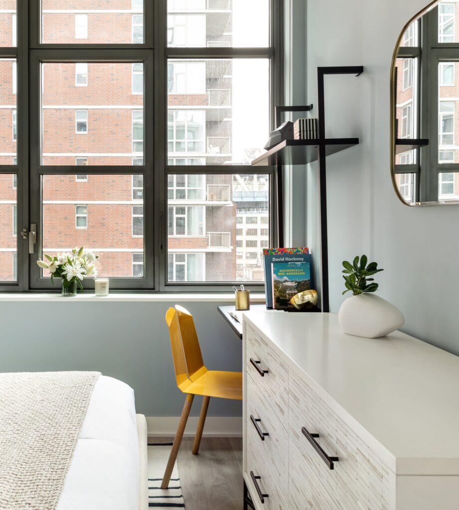 Contemporary interior design with sleek furniture, elegant décor, and a harmonious color scheme – part of a design portfolio