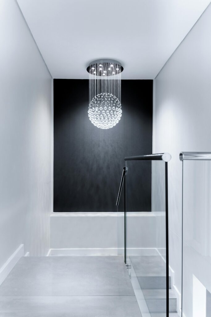 What is a statement piece in interior design — elegant chandelier as a focal point.