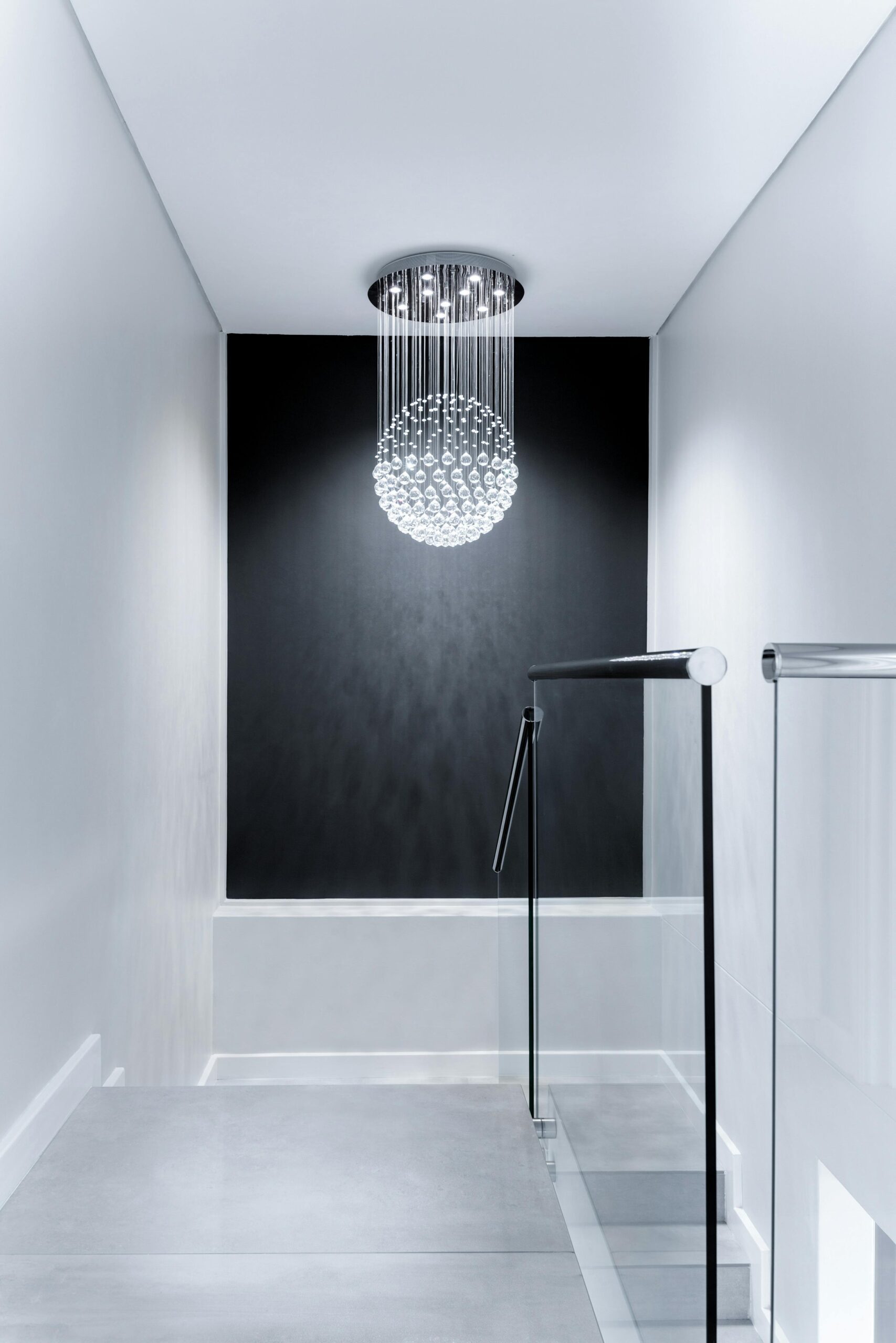 What is a statement piece in interior design — elegant chandelier as a focal point.