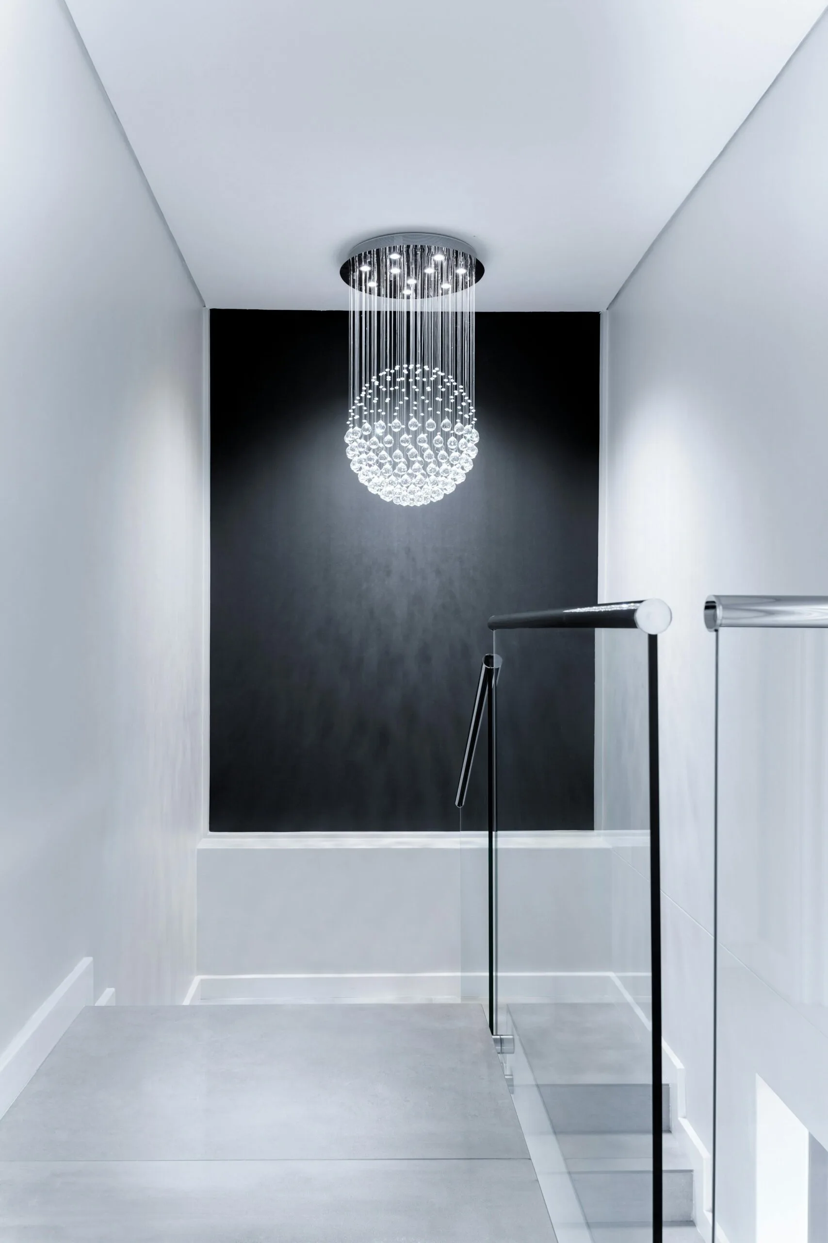 What is a statement piece in interior design — elegant chandelier as a focal point.